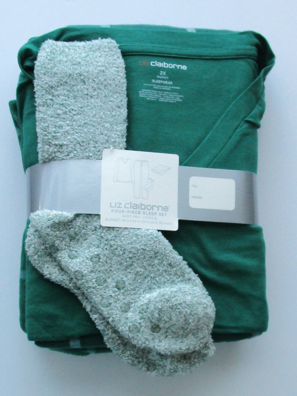 Liz Claiborne 4-pc Pajama Set - green/white plaid #1